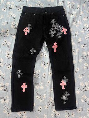 Chrome Hearts Multicolor Cross Patch Jeans